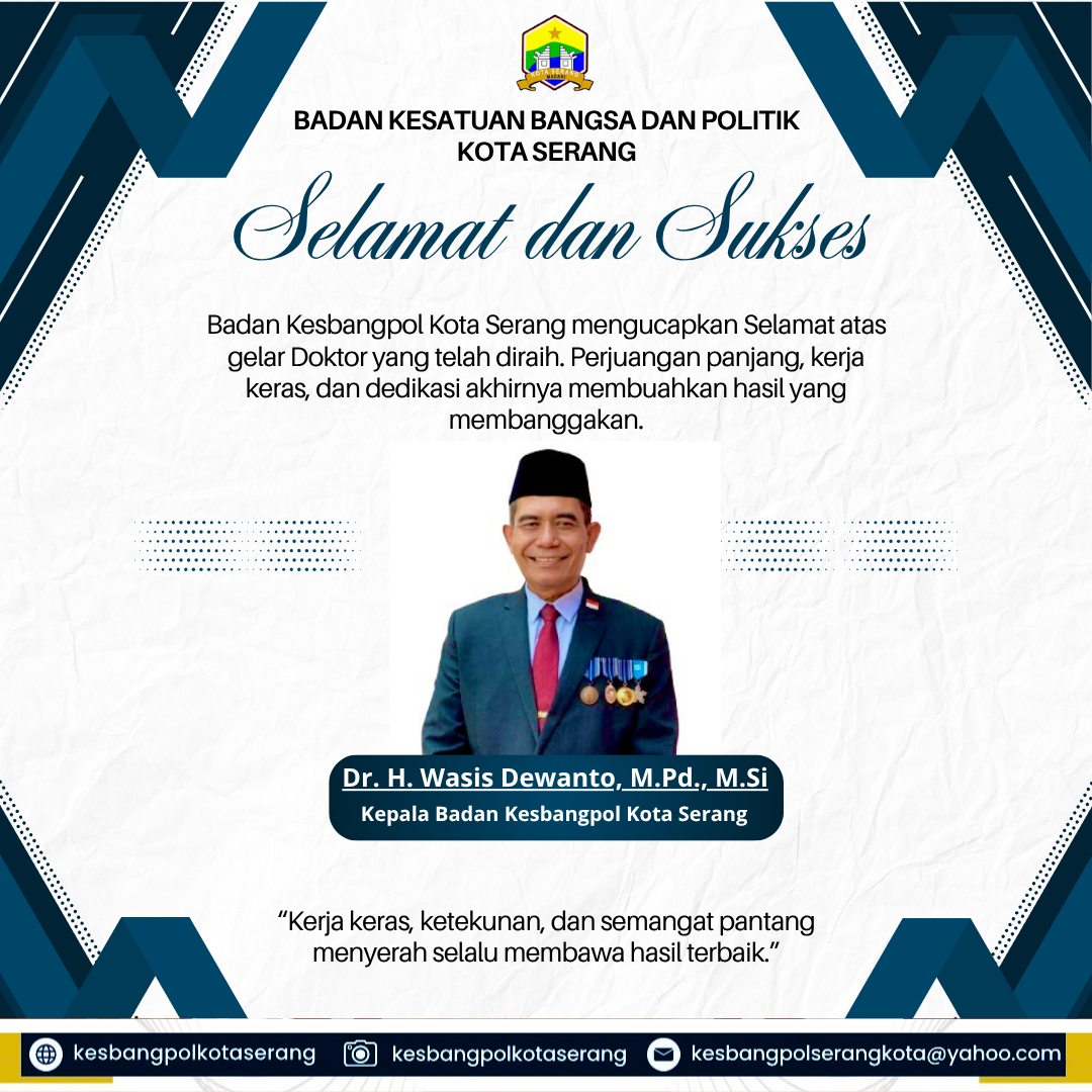 SELAMAT ATAS PENCAPAIAN YANG LUAR BIASA Dr. H. Wasis Dewanto M.Pd., M.Si